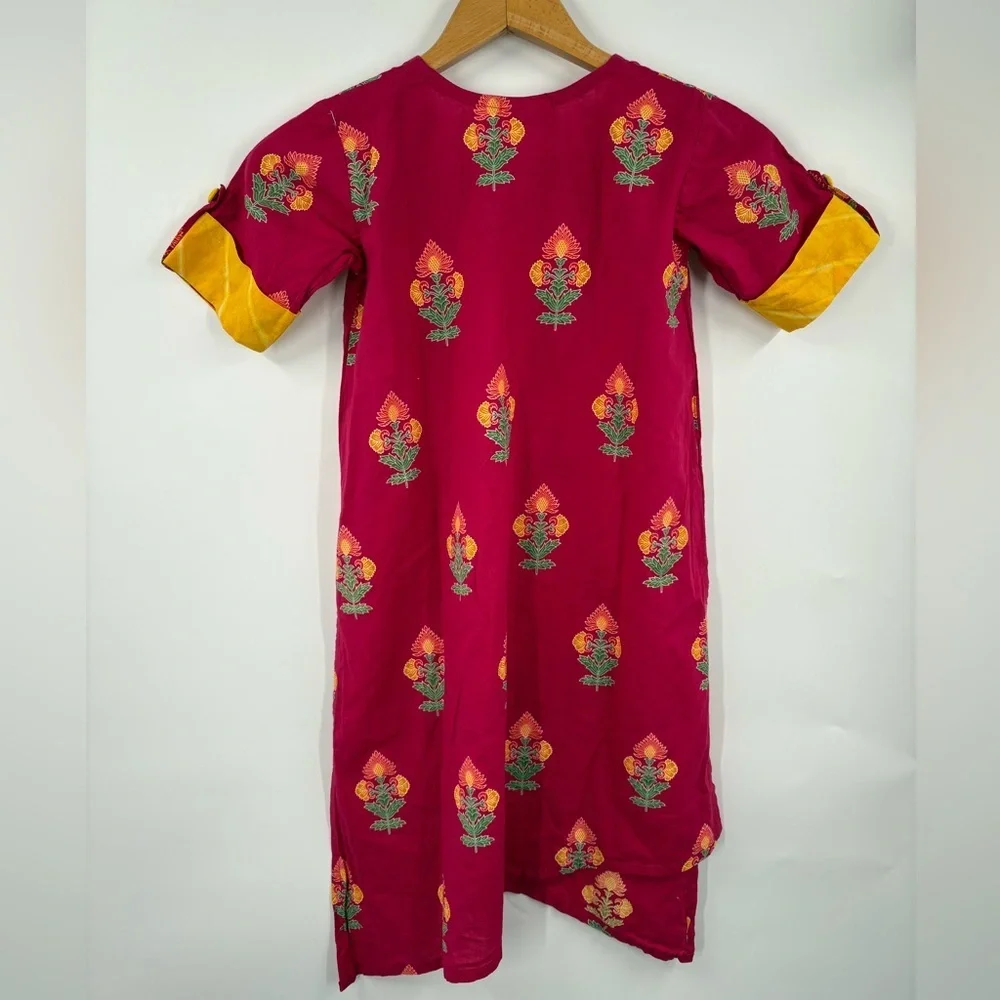 Exclusive from Jaipur Pink Printed Girl’s Kurta Top Size 5 Cotton Floral